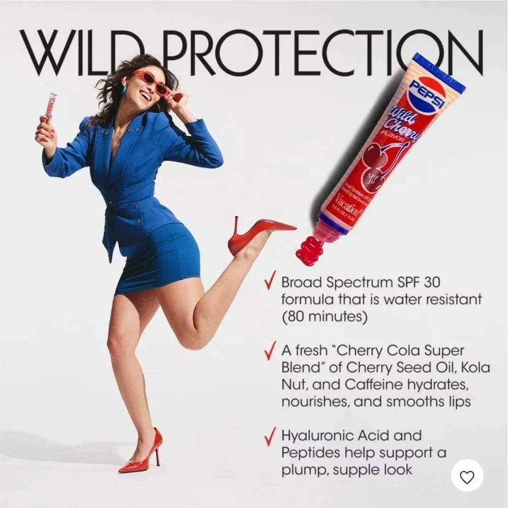 Vacation x PEPSI Tinted Lip Gel Sunscreen - Wild Cherry Pepsi - 0.5 fl oz NIB - Picture 6 of 14